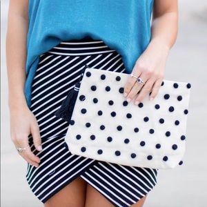 Canvas Bag with Black Pom Poms